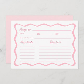 Wavy Pink Bridal Shower Recipe Card
