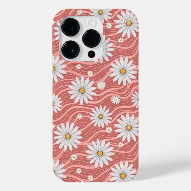 Wavy Pink Daisies Case-Mate iPhone Case (Back)