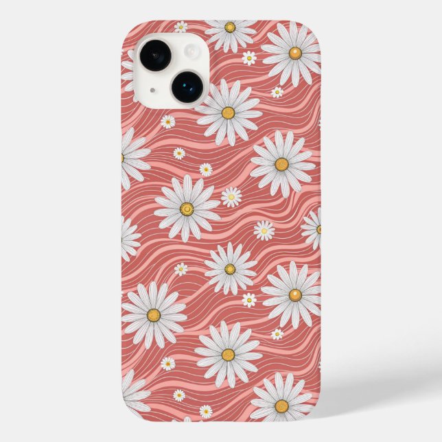 Wavy Pink Daisies Case-Mate iPhone Case (Back)