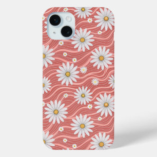 Wavy Pink Daisies iPhone 15 Mini Case