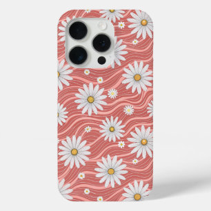 Wavy Pink Daisies iPhone 15 Pro Case