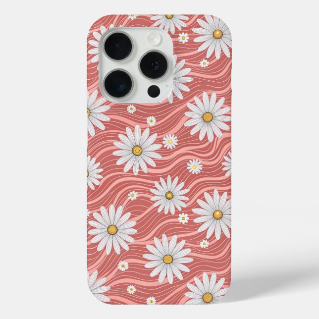 Wavy Pink Daisies Case-Mate iPhone Case (Back)