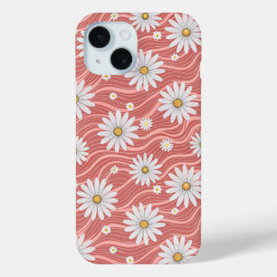 Wavy Pink Daisies iPhone 15 Case