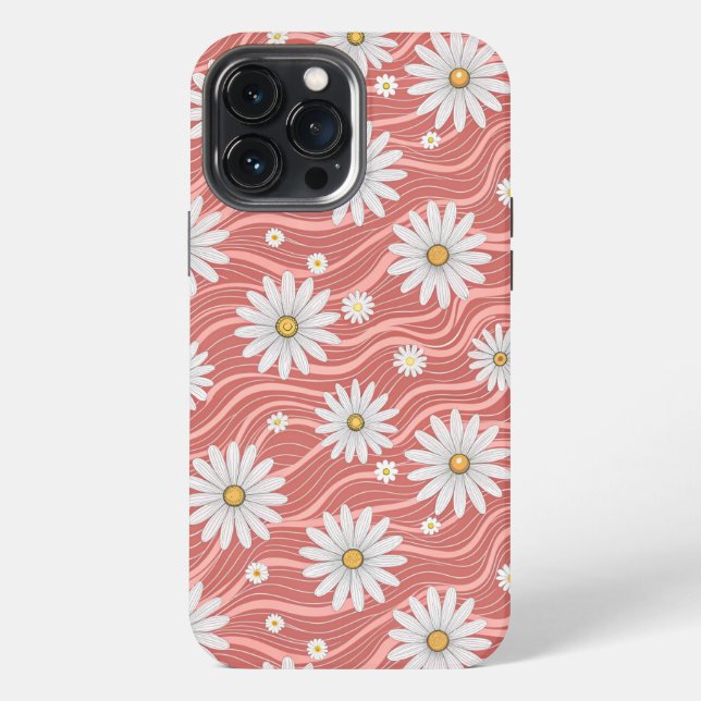 Wavy Pink Daisies iPhone Case (Back)