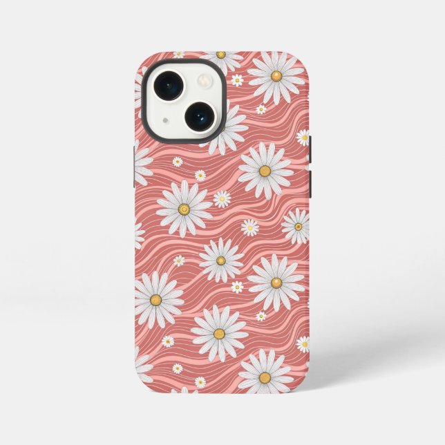 Wavy Pink Daisies iPhone Case (Back)