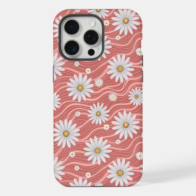 Wavy Pink Daisies iPhone Case (Back)
