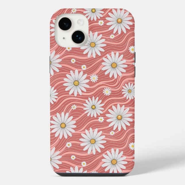 Wavy Pink Daisies iPhone Case (Back)