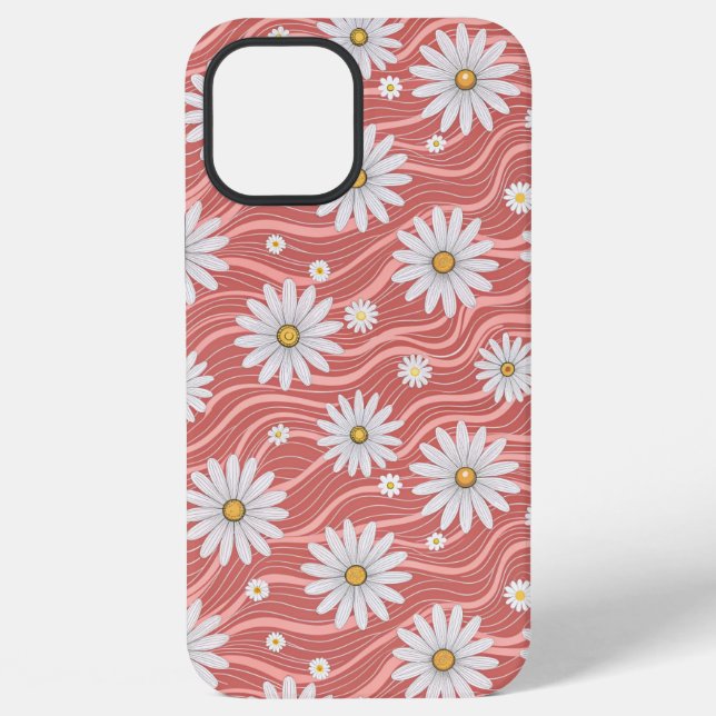 Wavy Pink Daisies iPhone Case (Back)