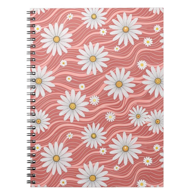 Wavy Pink Daisies Notebook (Front)