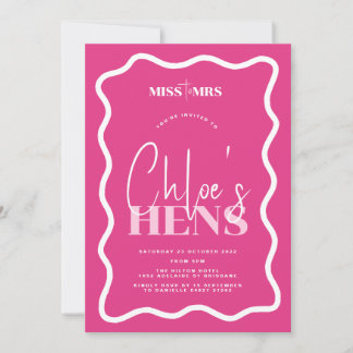 Wavy Pink Hens Party Invitation - Sonny