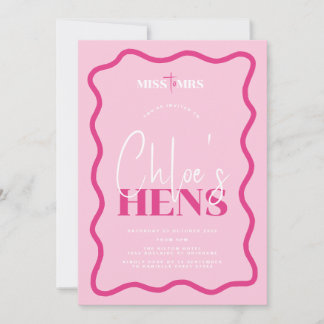 Wavy Pink Hens Party Invitation - Sonny