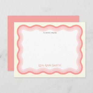 Wavy Pink Lines Girls Personalised Flat Card