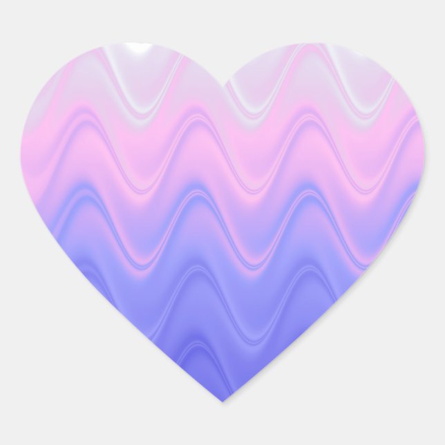 Wavy Pink Purple Abstract Heart Sticker (Front)
