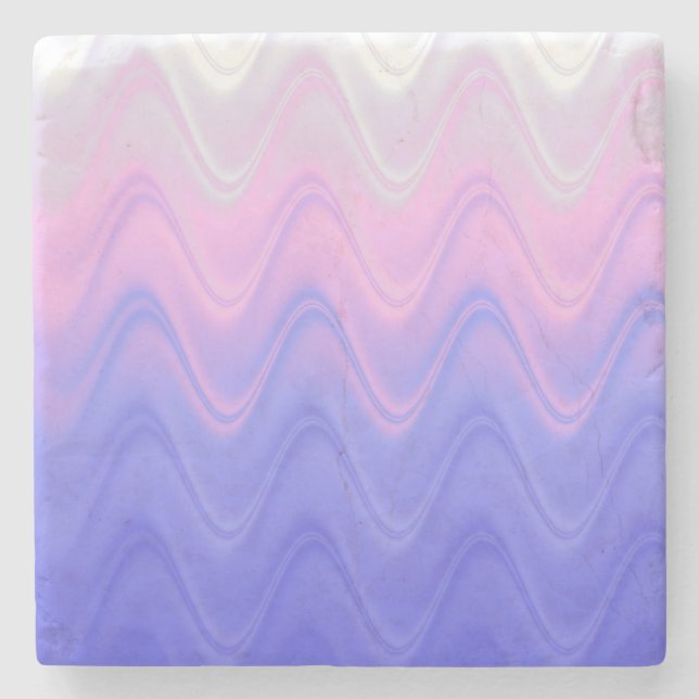 Wavy Pink Purple Abstract Stone Coaster (Front)