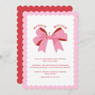 Wavy Pink Red Wedding Invitation
