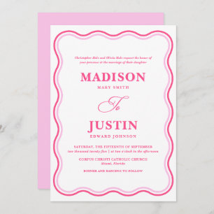 Wavy Pink Wedding Invitation
