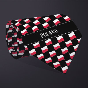 Wavy Poland Flag Pattern  Tie