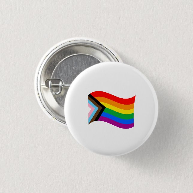 Wavy Progress Pride Flag 3 Cm Round Badge (Front & Back)