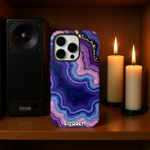 Wavy Purple Agate with Gold Flecks iPhone 16 Pro Case