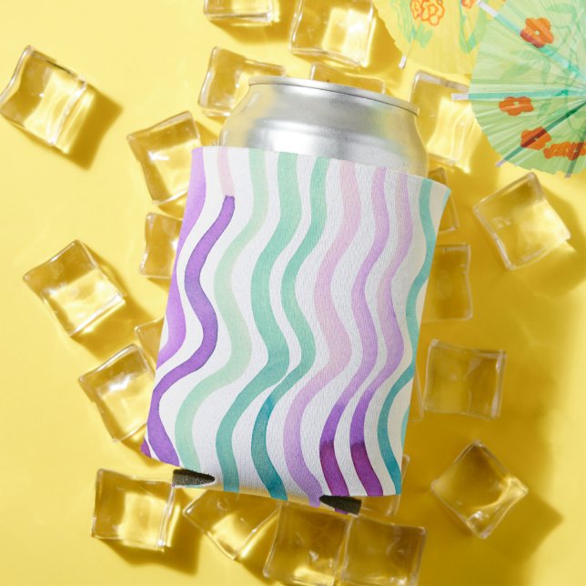Wavy purple and green watercolor lines can cooler (In Situ Summer)
