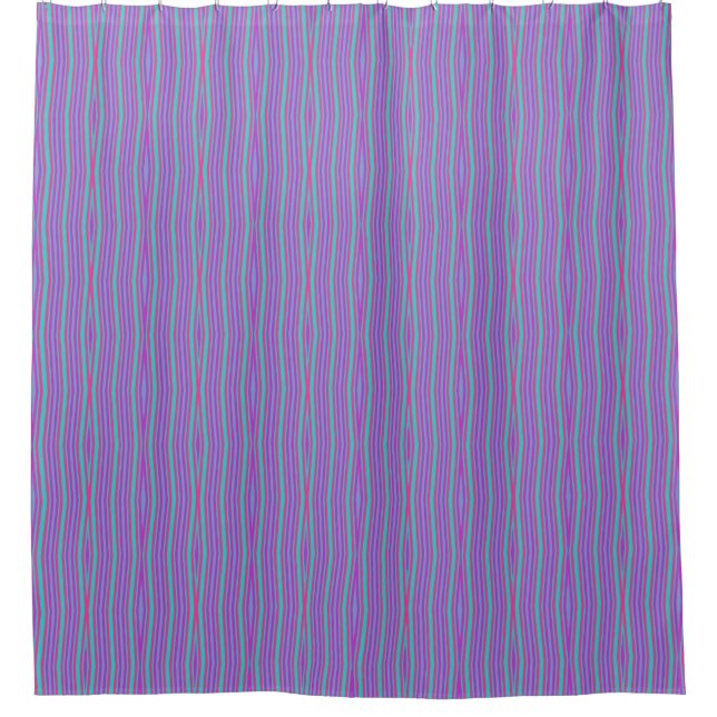 Wavy Purple Pink Blue >   Patterned Shower Curtain (Front)