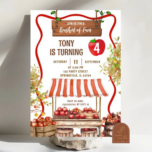 Wavy Quirky Orchard Patch Gender Neutral Birthday Invitation (Creator Uploaded)