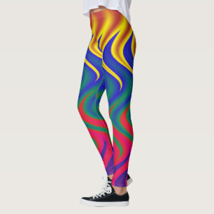 Wavy Rainbow Flames Leggings