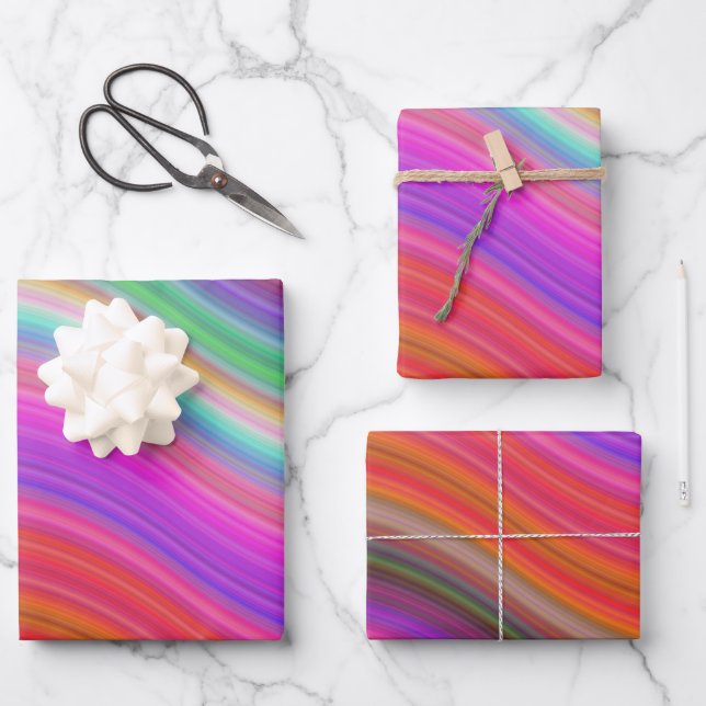Wavy Rainbow of Colours Wrapping Paper Sheet (Front)