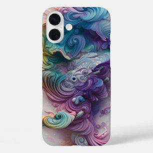 Wavy Rainbow Pastels AI Art iPhone 16 Plus Case