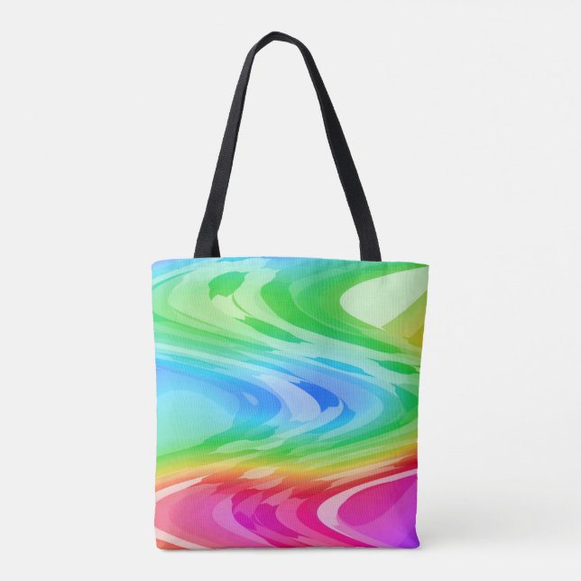 Wavy Rainbow Pattern Tote Bag (Back)