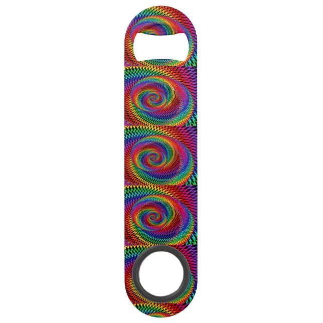 Wavy Rainbow Spiral Fractal Speed Bottle Opener (Front)