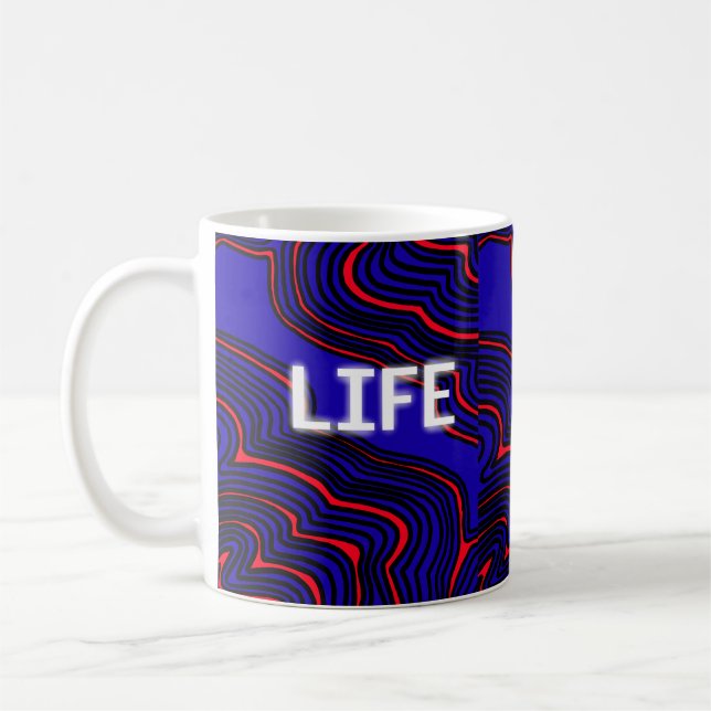 Wavy red and blue pattern Mug (Left)