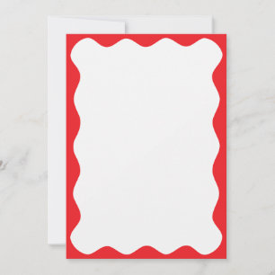 Wavy Red Border Christmas Blank Custom Text Invitation
