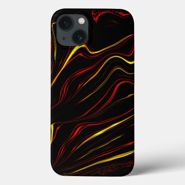 Wavy red gold long strokes on black background Case-Mate iPhone case (Back)