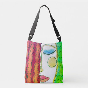 Wavy Red Hair Abstract Art Crossbody Bag