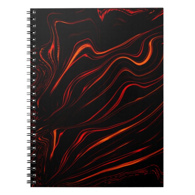 Wavy red long traces over black background notebook (Front)