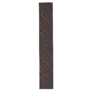 Wavy red long traces over black background table runner