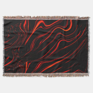 Wavy red long traces over black background throw blanket