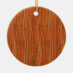 Wavy Red Stripes Japanese Abstract Ceramic Ornament