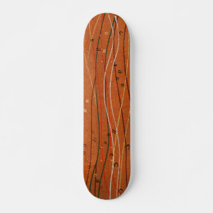 Wavy Red Stripes Japanese Abstract Skateboard