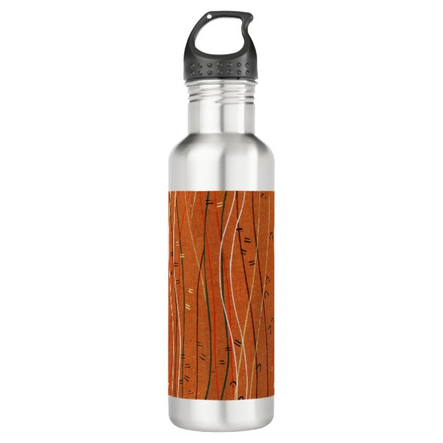 Wavy Red Stripes: Modern Japanese Abstract Art  710 Ml Water Bottle (Front)