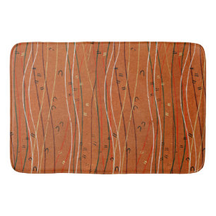 Wavy Red Stripes: Modern Japanese Abstract Art  Bath Mat