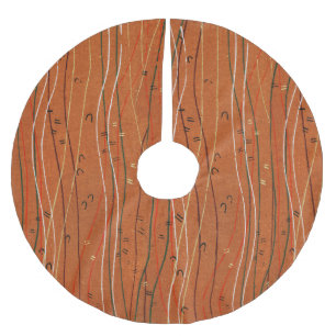Wavy Red Stripes: Modern Japanese Abstract Art  Brushed Polyester Tree Skirt