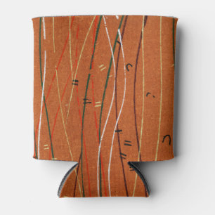 Wavy Red Stripes: Modern Japanese Abstract Art Can Cooler