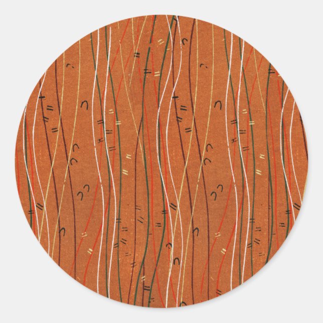 Wavy Red Stripes: Modern Japanese Abstract Art  Classic Round Sticker (Front)