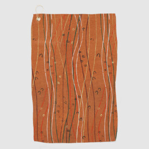 Wavy Red Stripes: Modern Japanese Abstract Art Golf Towel