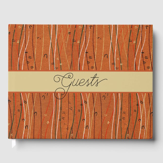 Wavy Red Stripes: Modern Japanese Abstract Art  Guest Book (Front)
