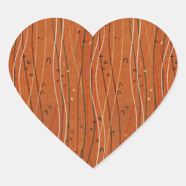 Wavy Red Stripes: Modern Japanese Abstract Art  Heart Sticker (Front)