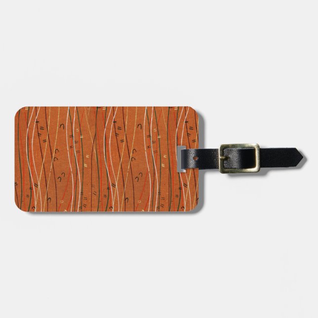 Wavy Red Stripes: Modern Japanese Abstract Art  Luggage Tag (Front Horizontal)