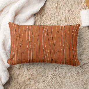 Wavy Red Stripes: Modern Japanese Abstract Art  Lumbar Cushion